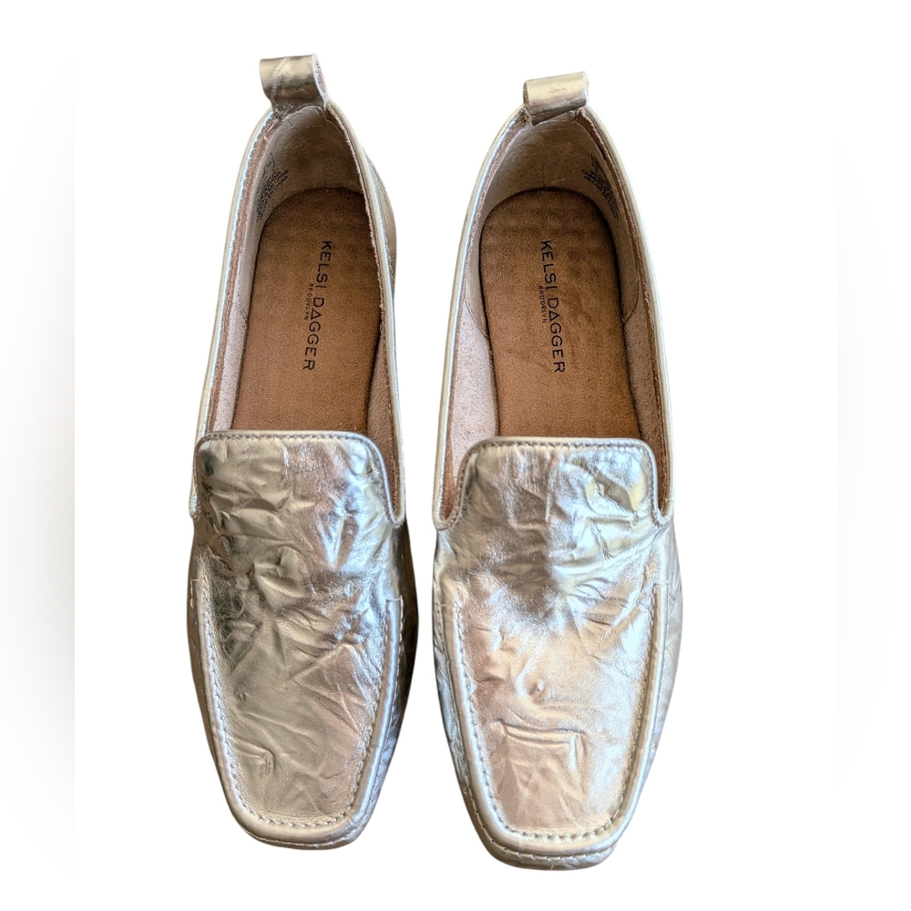 Kelsi Dagger Metallic Gold Leather Loafers